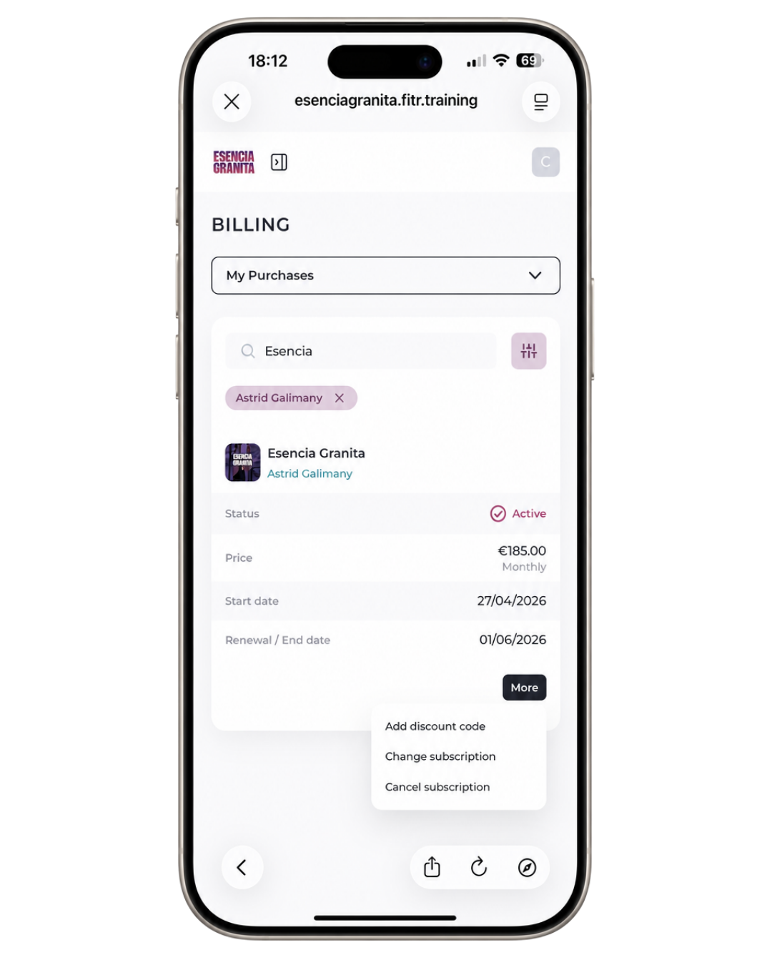 Billing y cancel subscription